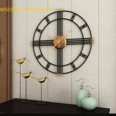 Round Metalic Wall Clock Decorative Clock for Living Room Kitchen Bathroom Bedroom