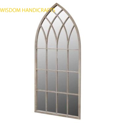 Rustic Multi Panelled Arched Window Garden Outdoor Mirror