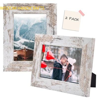 Real White Wooden Photo Frame 5 x 7 Wall Mount or Table Top - Set of 2 Lumina Collection