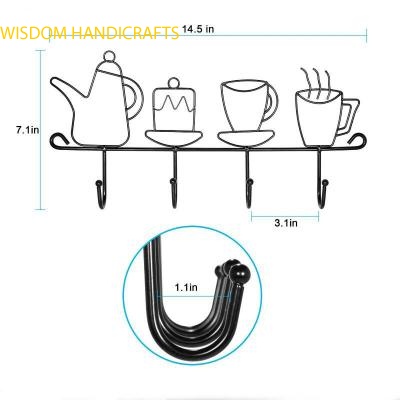 Coffee Mug Rack Form Hand-Forged (14.5 inches/Black) Free and Highly Flexible for Mug Hooks