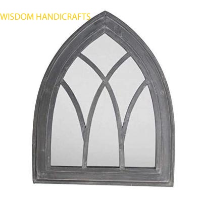 Gothic Arched Rustic Wooden Garden Mirror - Grey Wash or White Wash